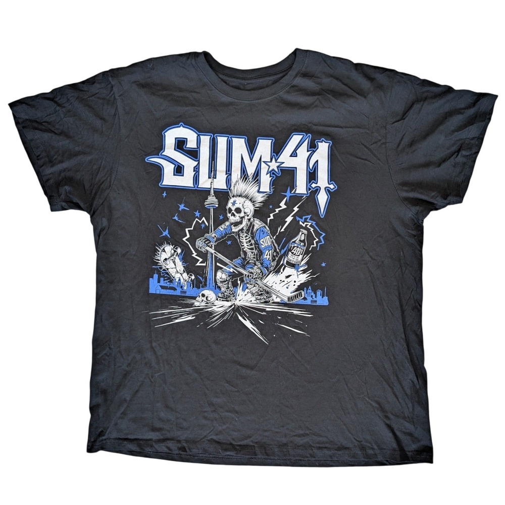 Sum 41 Black XL t-shirt short sleeve skeletal hockey player graphic Toronto‎